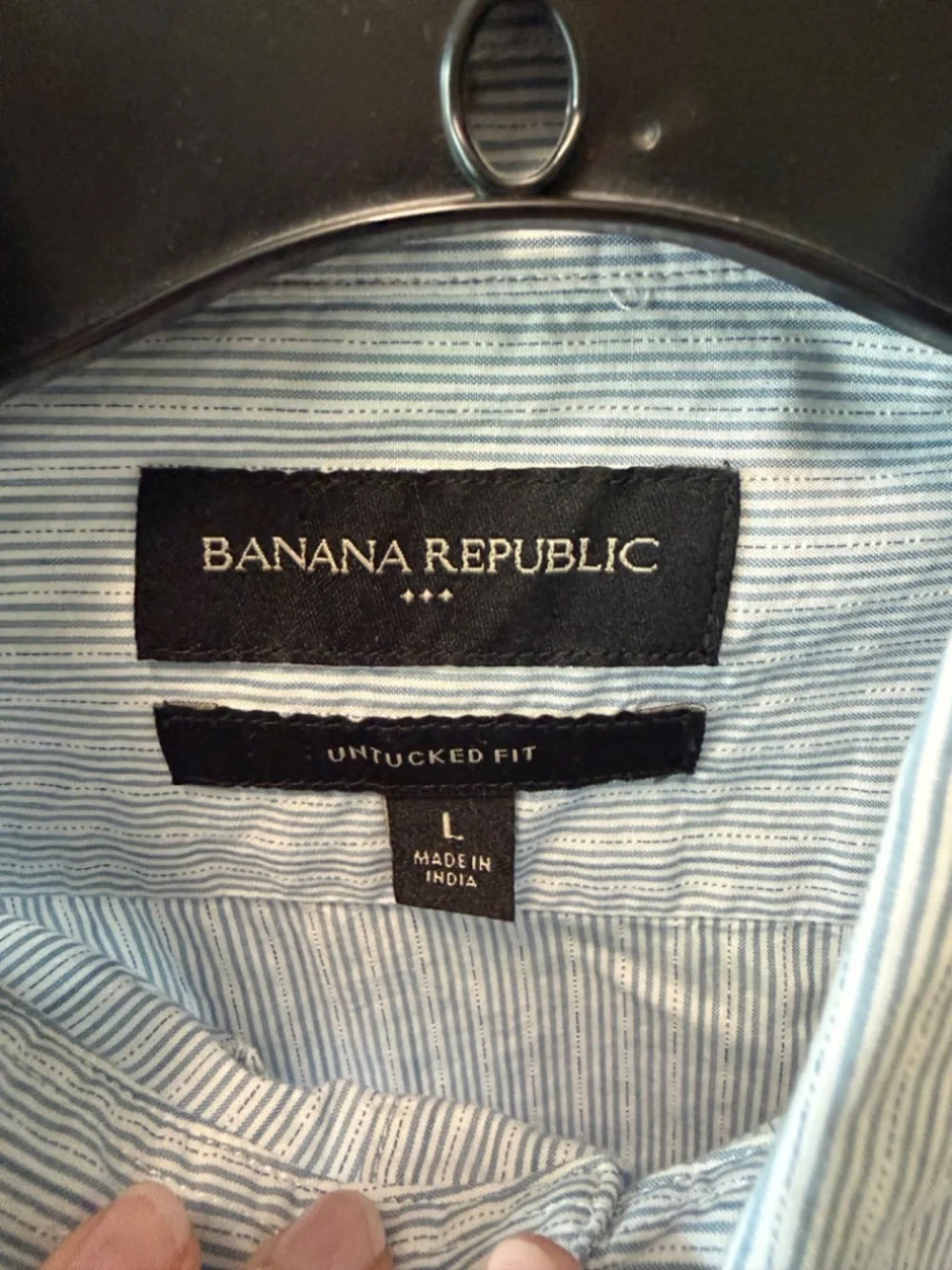 Banana Republic Untucked Fit Blue White Striped Button Down Shirt Men's Large L